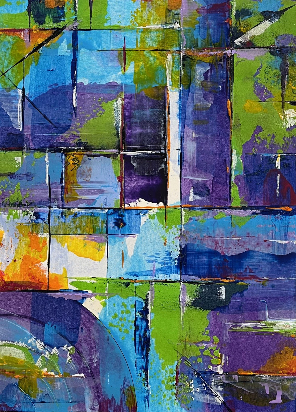 Rust and Rainlight - Luminous Geometric Abstract Art Print A3 (25x35cm)