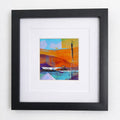 Tranquil Mooring - Warm Abstract Landscape Giclee Fine Art Print (12x12cm)