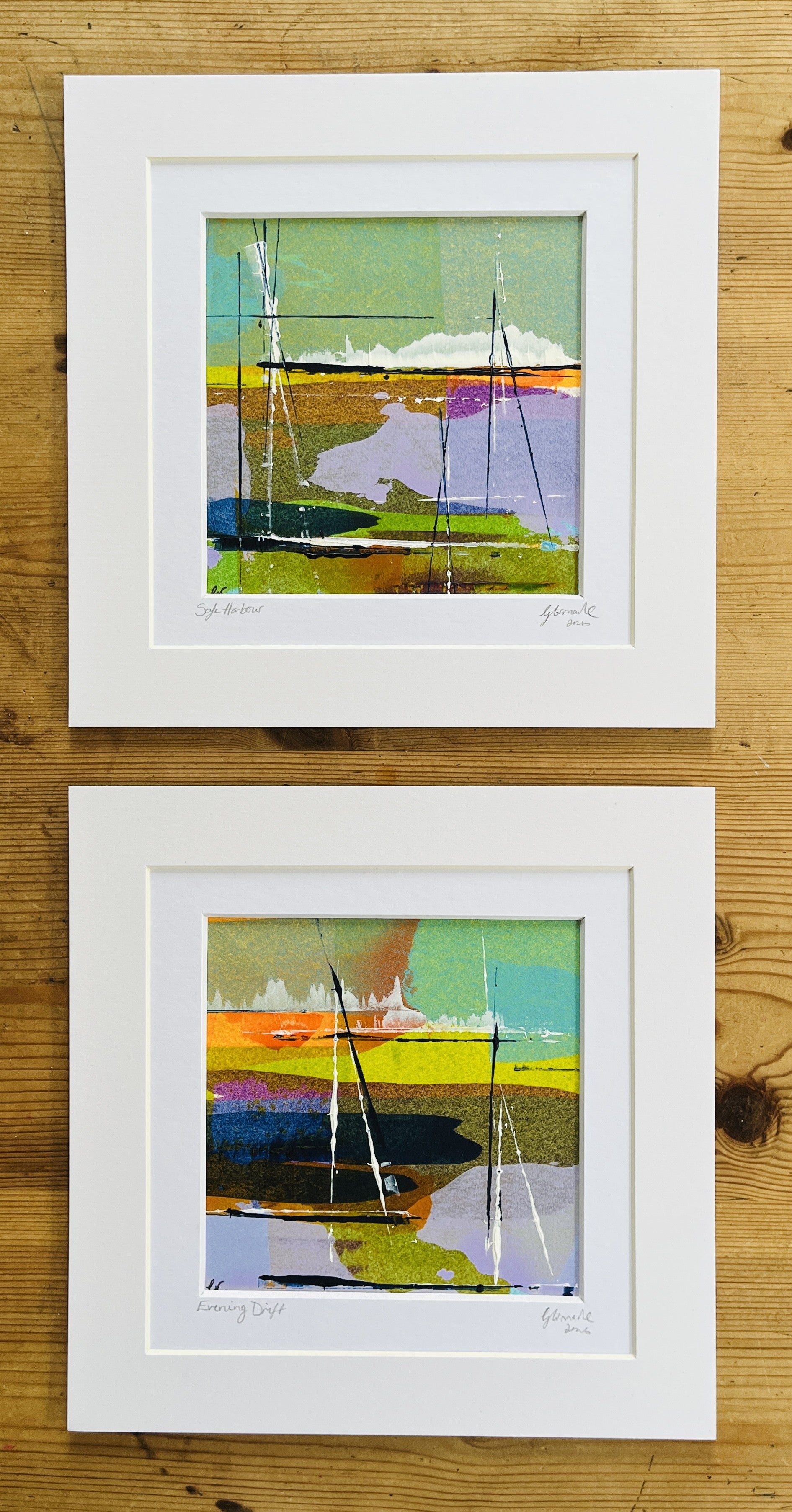 Evening Drift - Coastal Abstract Giclee Fine Art Print(12x12cm)