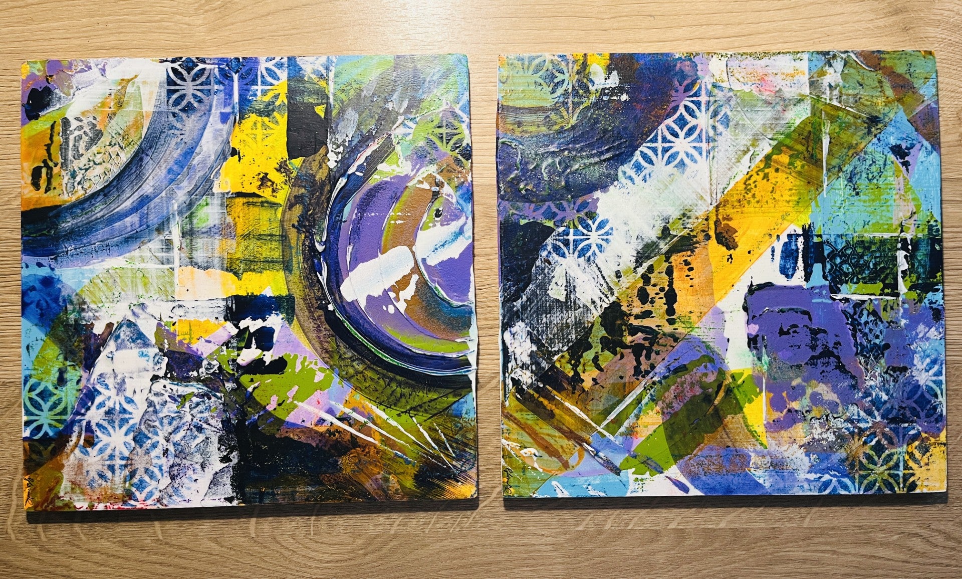 Riot of Colour 1 & 2 — Original Diptych | Mixed Media on Wood Panel