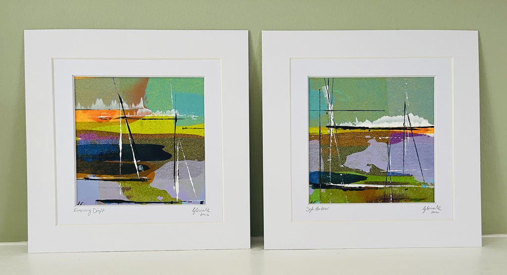 Evening Drift - Coastal Abstract Giclee Fine Art Print(12x12cm)