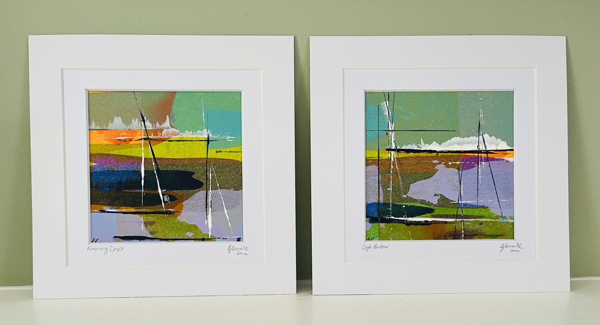Evening Drift - Coastal Abstract Giclee Fine Art Print(12x12cm)