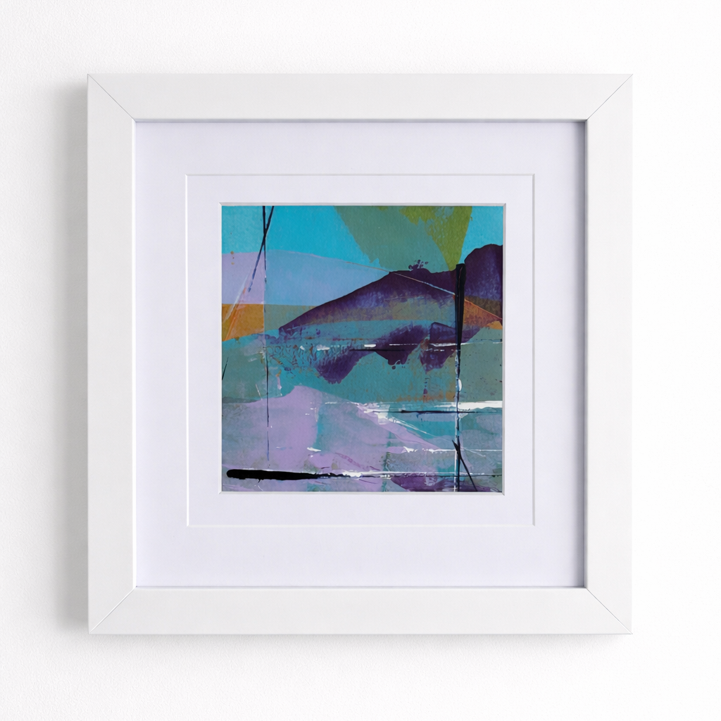 Mountain Light - Serene Coastal Landscape Art Print (12x12cm)