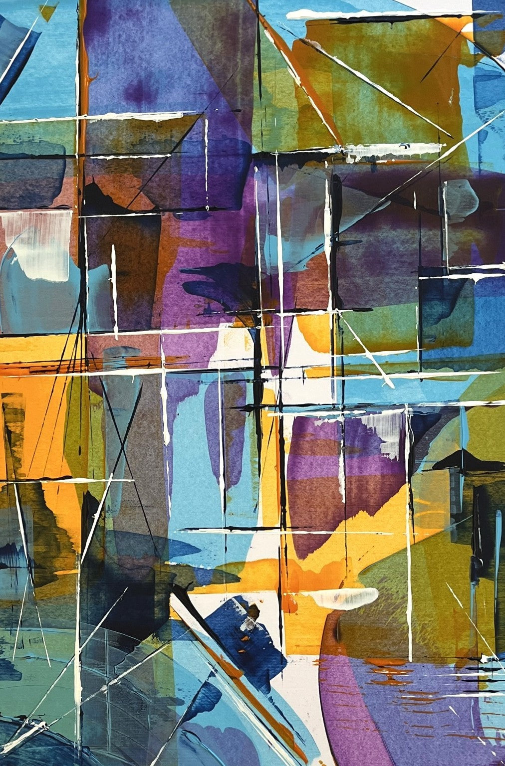 Prismatic Layers - Vibrant Geometric Abstract Art Print A3 (25x35cm)