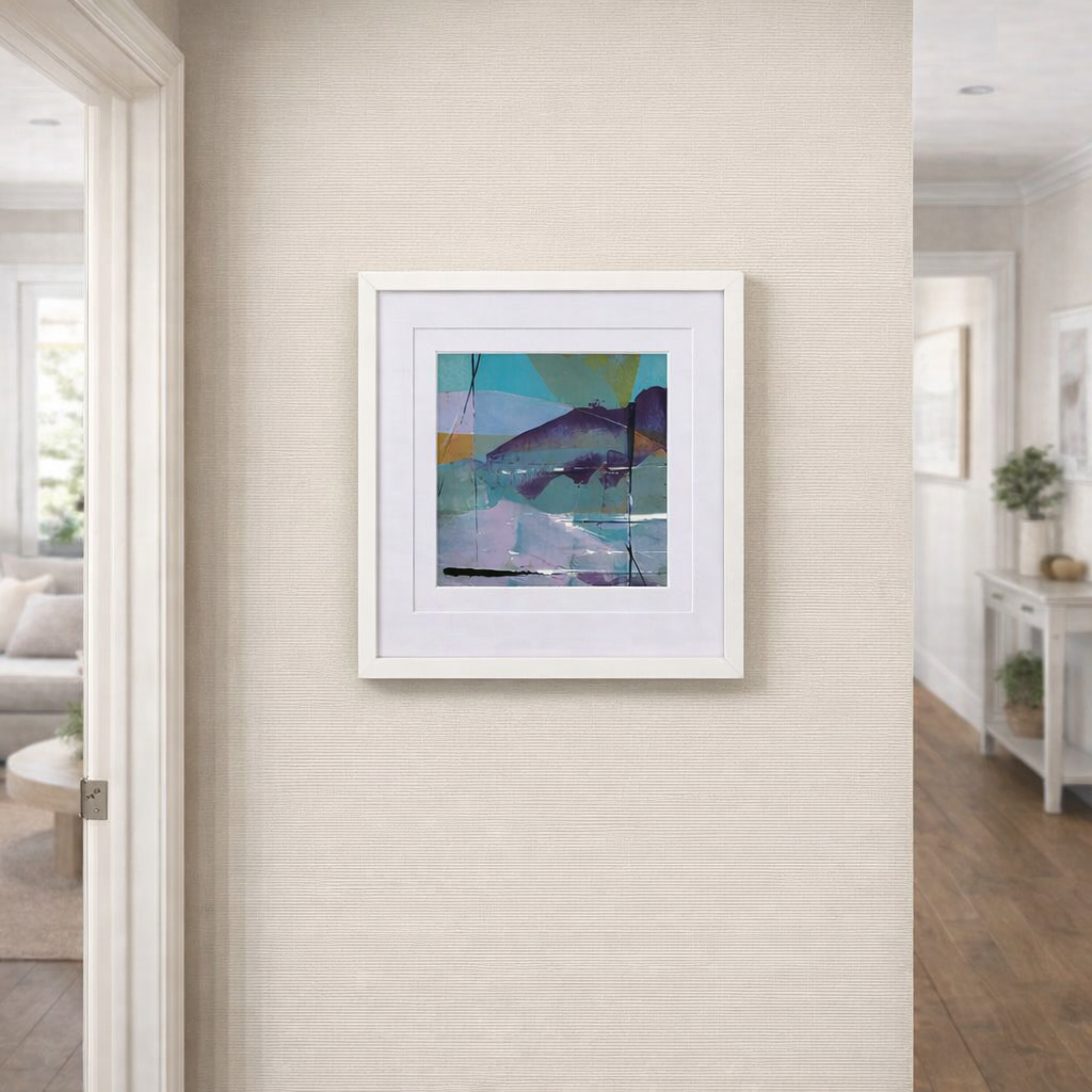 Mountain Light - Serene Coastal Landscape Art Print (12x12cm)