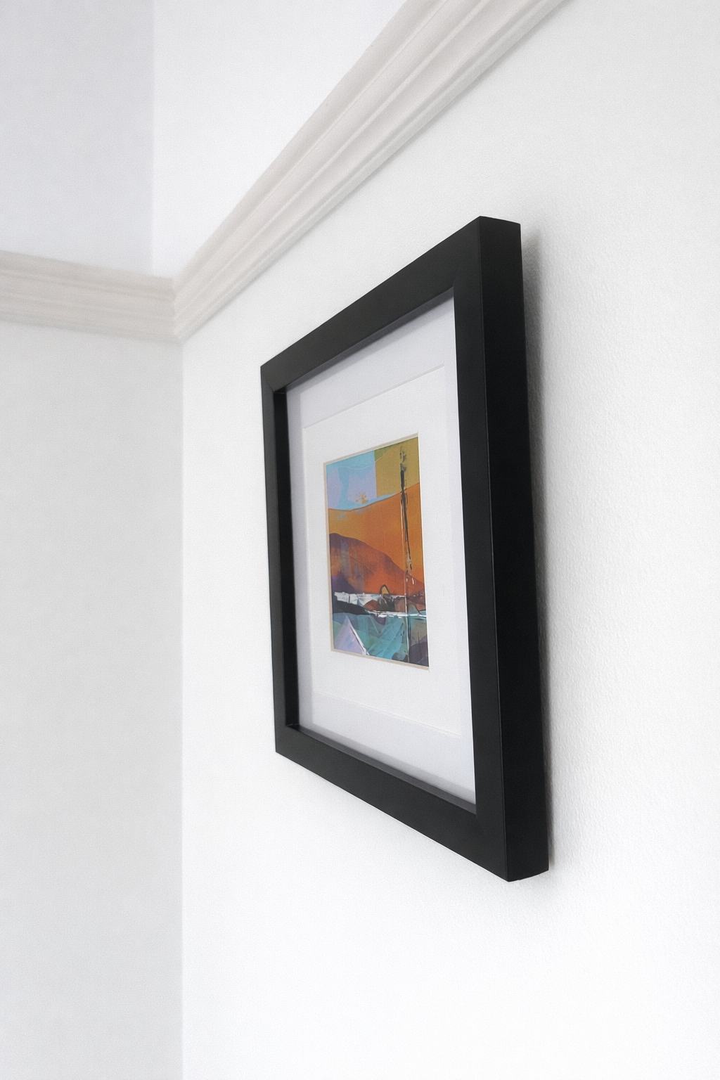 Tranquil Mooring - Warm Abstract Landscape Giclee Fine Art Print (12x12cm)