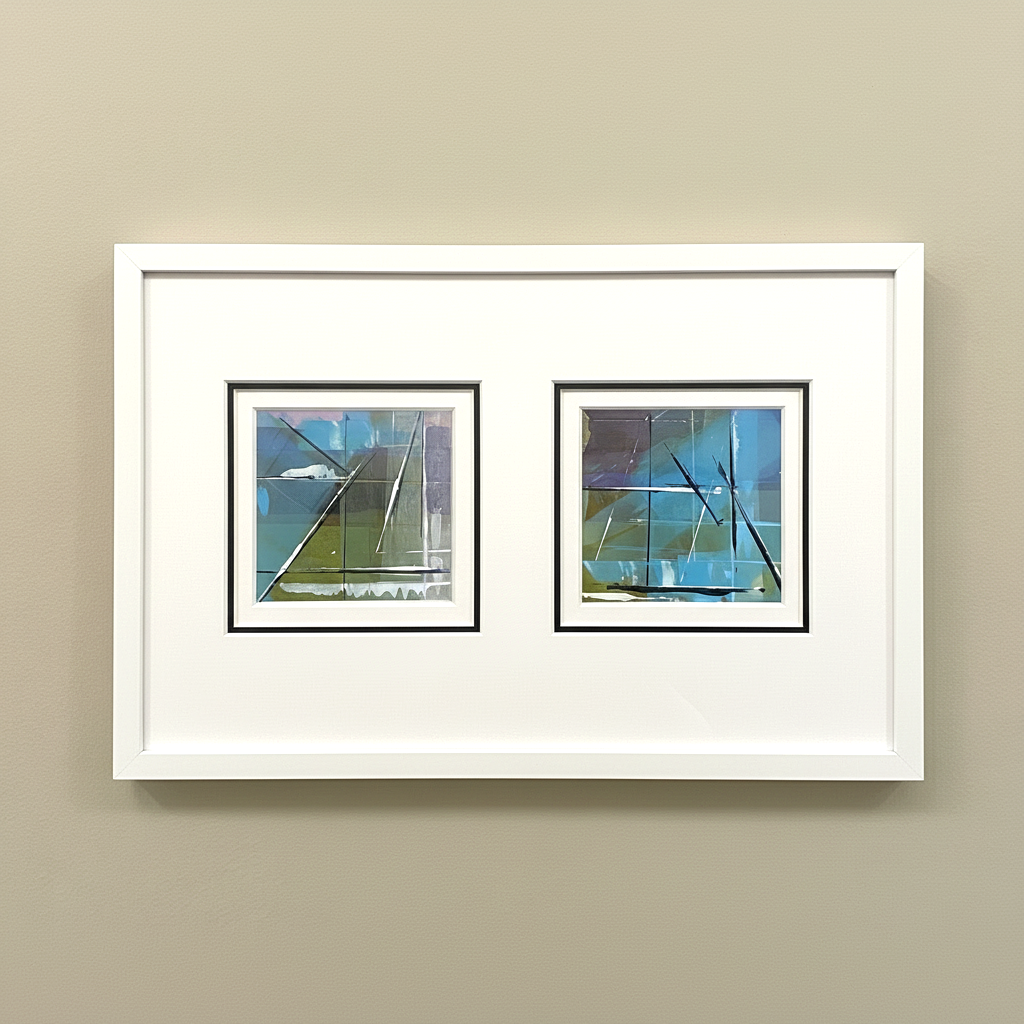 Crossing Currents 1 - Soft Geometric Abstract Art Print (12x12cm)