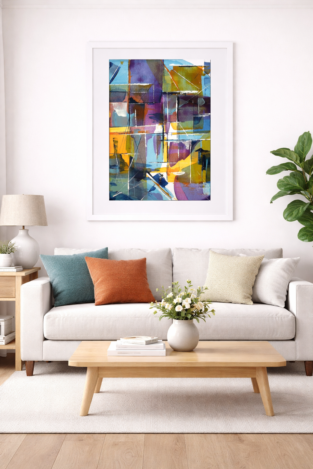 Prismatic Layers - Vibrant Geometric Abstract Art Print A3 (25x35cm)