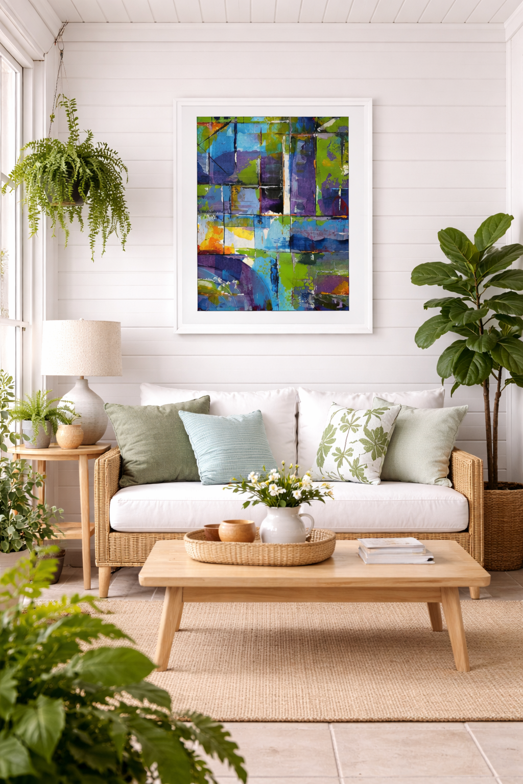 Rust and Rainlight - Luminous Geometric Abstract Art Print A3 (25x35cm)
