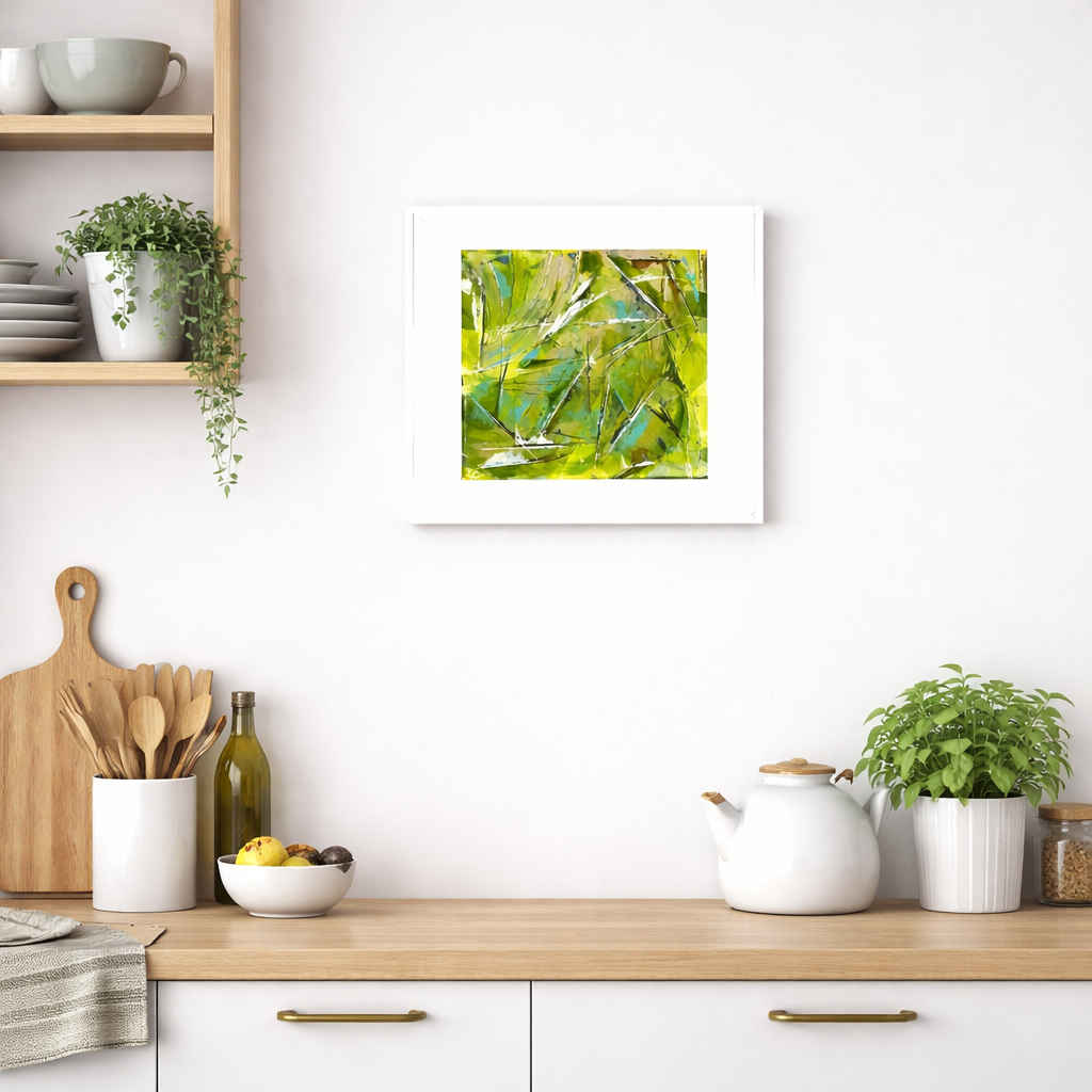 Shards of Spring - Vibrant Angular Abstract Art Print (25cm x 25cm)