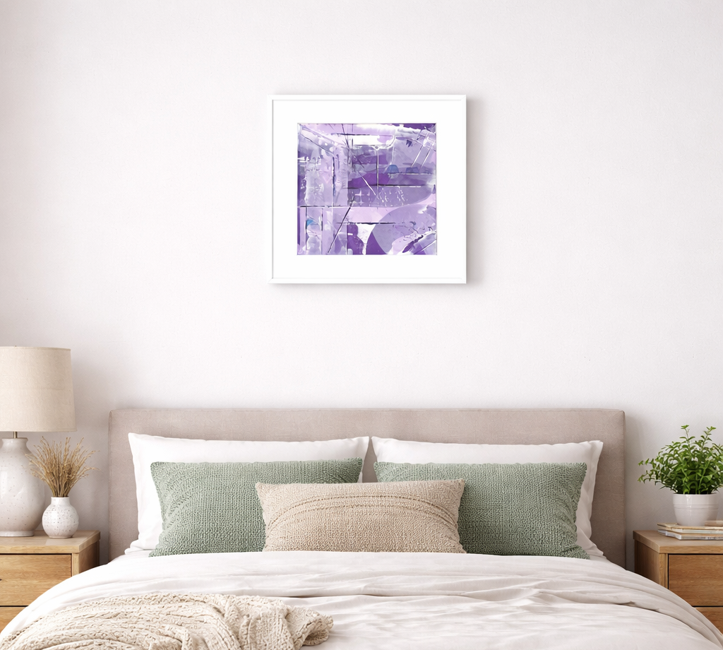 Lavender Lines - Soft Layered Abstract Art Print (25cm x 25cm)
