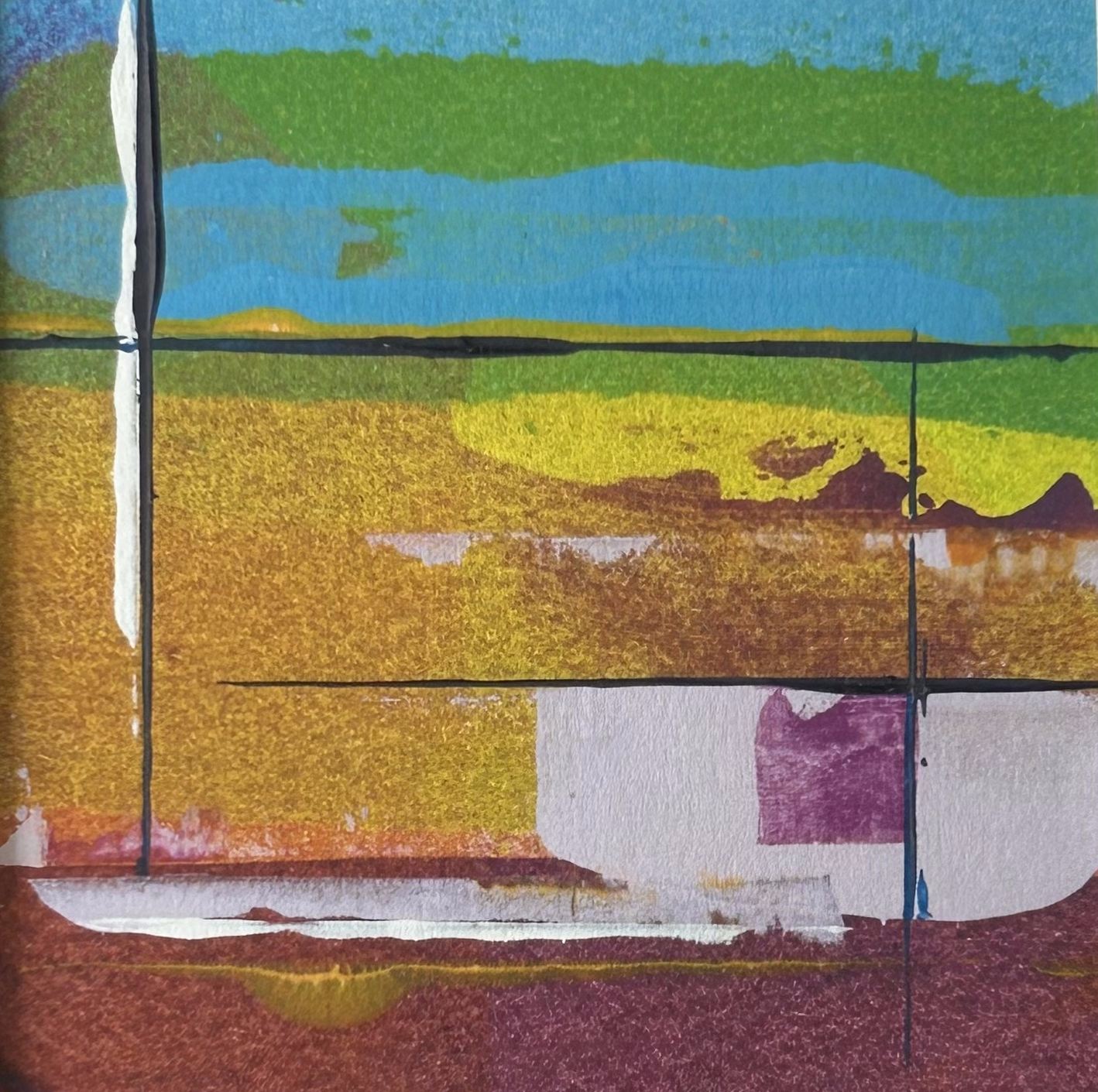 Single Mast - Vibrant Abstract Art Print (12x12cm)