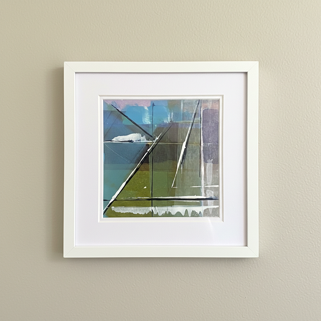 Crossing Currents 2 - Soft Geometric Abstract Art Print (12x12cm)