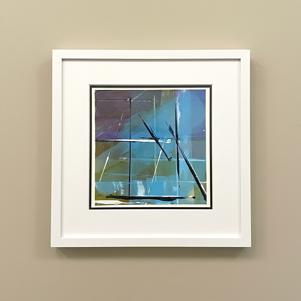 Crossing Currents 1 - Soft Geometric Abstract Art Print (12x12cm)