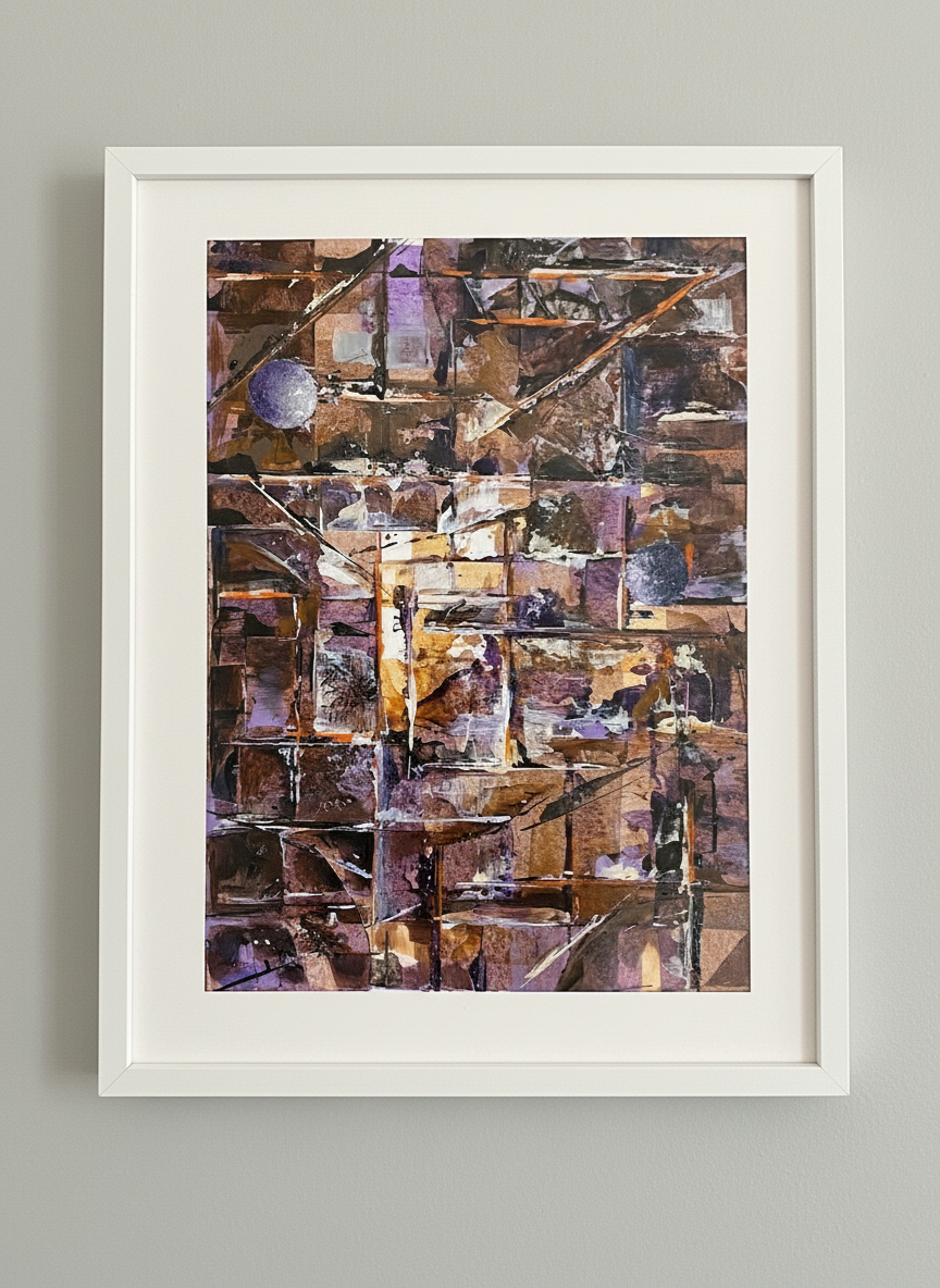 Umber Layers 2 - Architectural Geometric Abstract Art Print A3 (25x35cm)