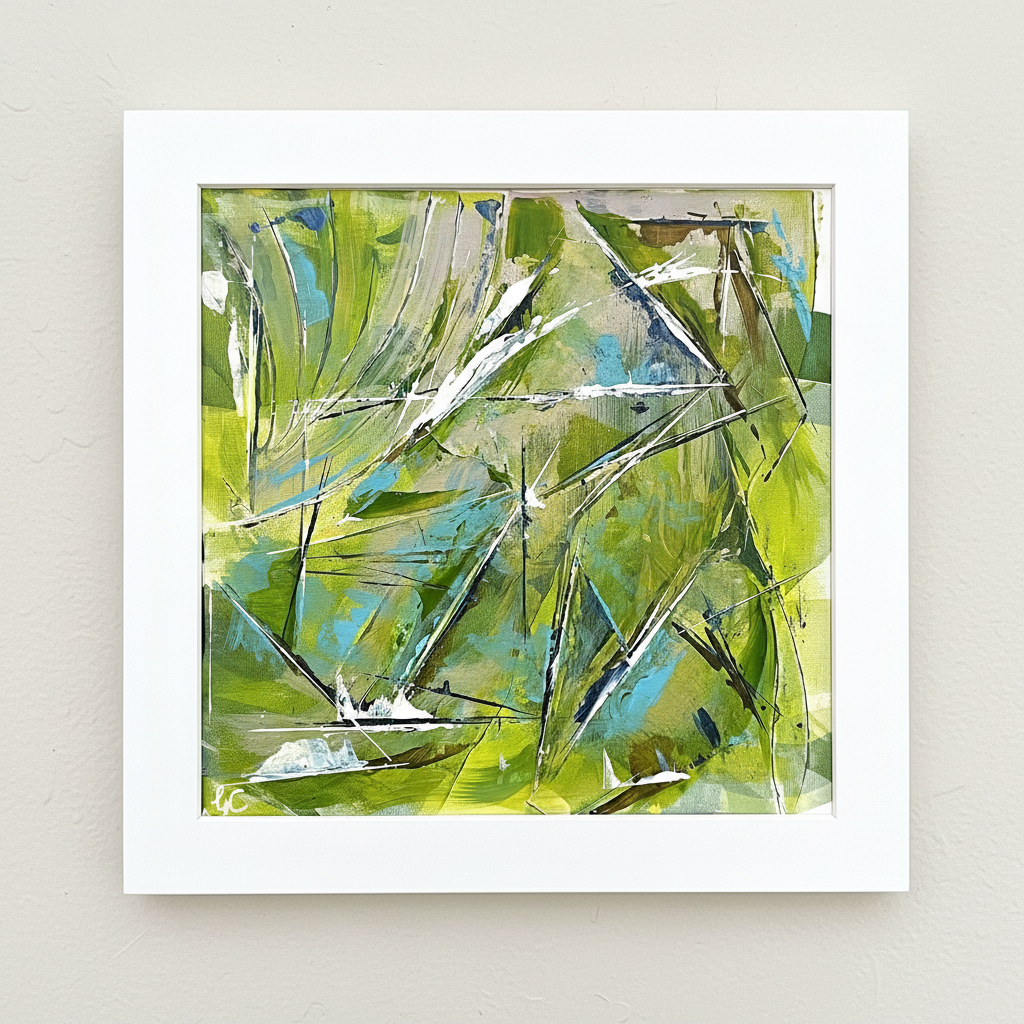 Shards of Spring - Vibrant Angular Abstract Art Print (25cm x 25cm)