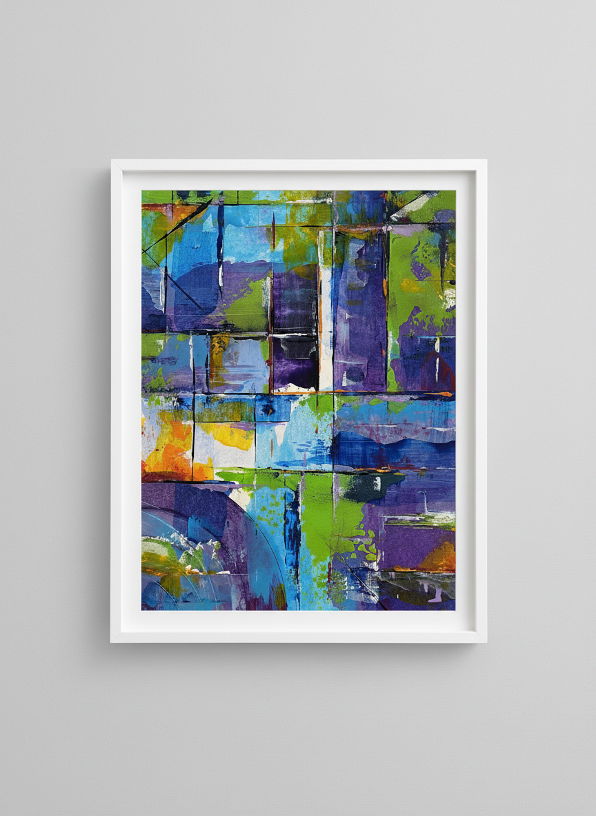 Rust and Rainlight - Luminous Geometric Abstract Art Print A3 (25x35cm)