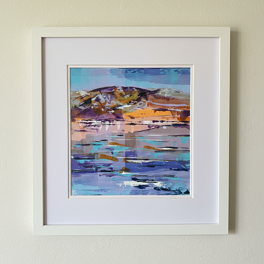 Twilight Divide - Dramatic Sunset Landscape Art Print (25x25cm)