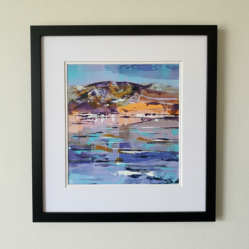 Twilight Divide - Dramatic Sunset Landscape Art Print (25x25cm)