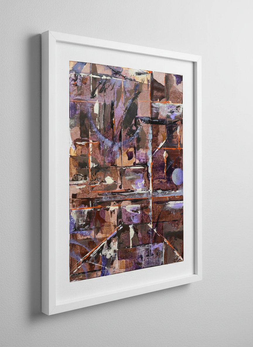Umber Layers 1 - Architectural Geometric Abstract Art Print A3 (25x35cm)
