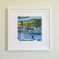 Azure Shore - Dynamic Abstract Landscape Art Print (25x25cm)
