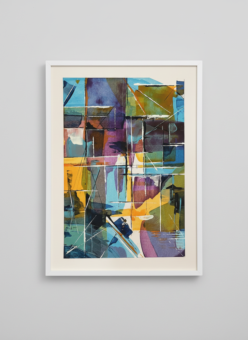 Prismatic Layers - Vibrant Geometric Abstract Art Print A3 (25x35cm)
