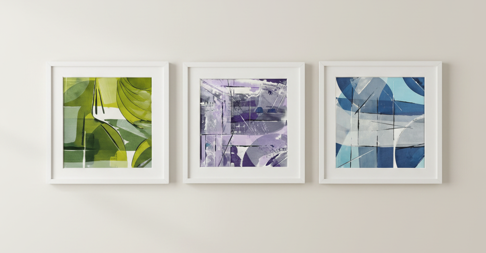 Lavender Lines - Soft Layered Abstract Art Print (25cm x 25cm)