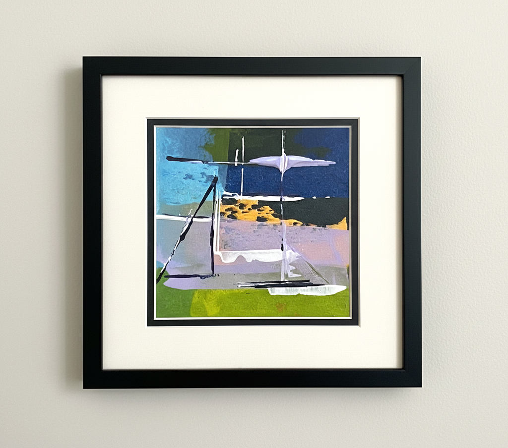 Sail Line - Coastal Abstract Art Print (12x12cm)