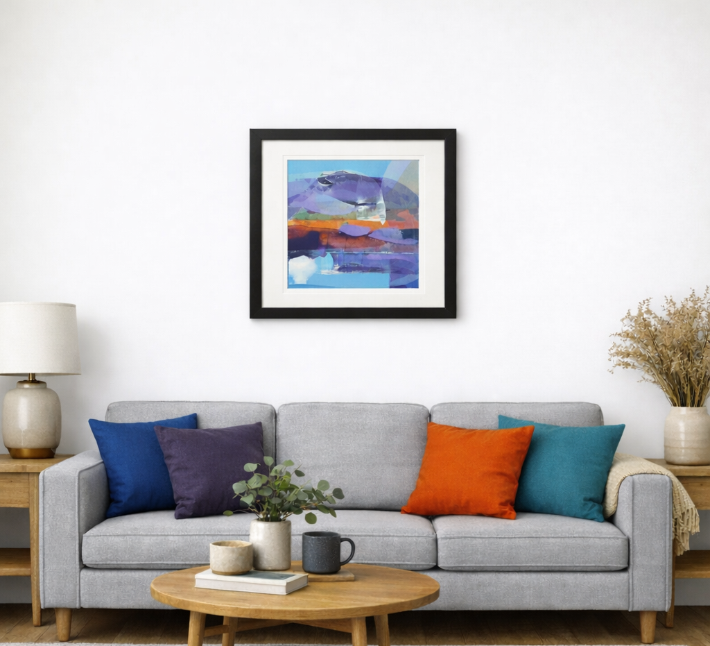 Purple Mountain - Abstract Landscape Art Print (25x25cm)