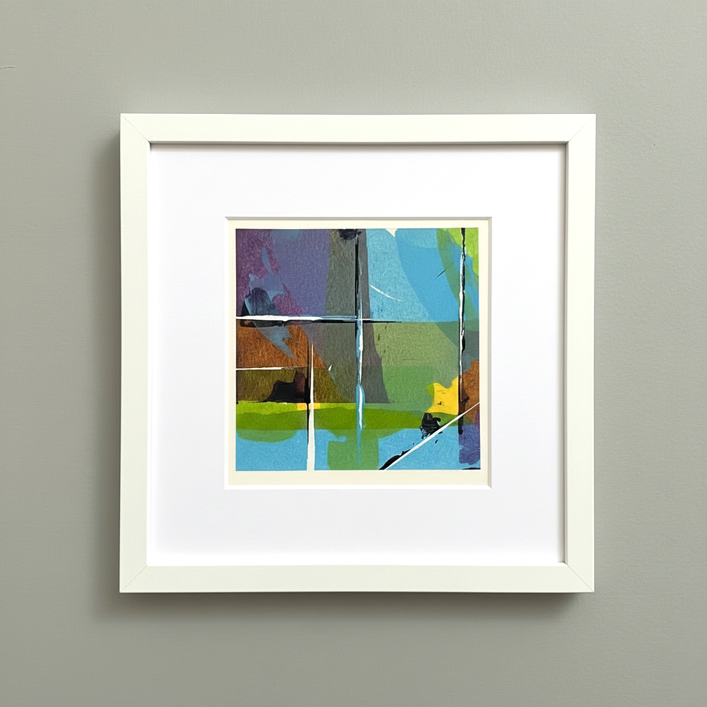 Summer 1 - Vibrant Geometric Abstract Art Print (12x12cm)